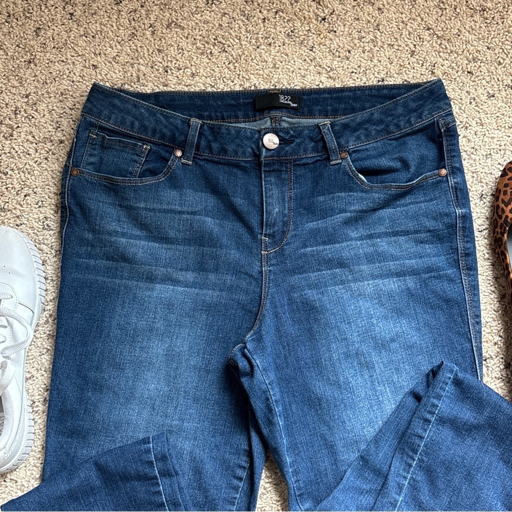 1822 Denim Medium Wash High Rise Skinny Raw Hem Women’s Jeans 14 - Picture 4 of 11